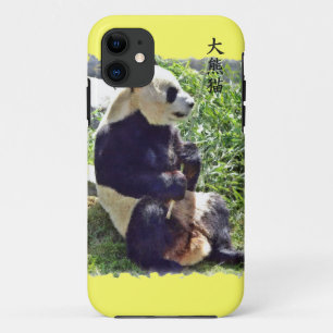 Capa Para iPhone 11 Urso Panda Gigante Fofo com Folhas de Bambu Saboro