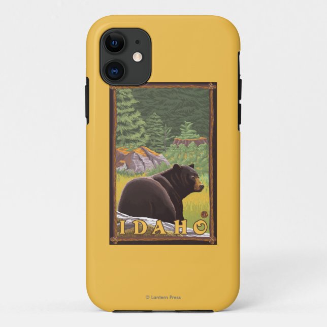 Capa Para iPhone 11 Urso preto na floresta - Idaho (Verso)