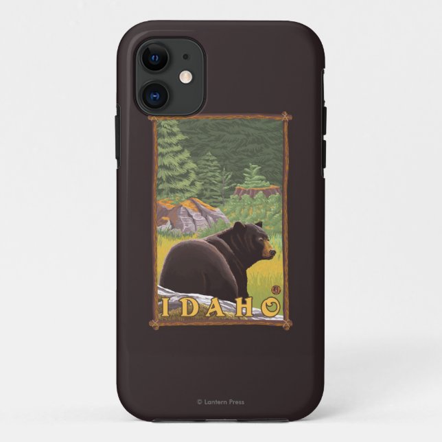 Capa Para iPhone 11 Urso preto na floresta - Idaho (Verso)