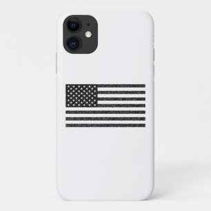 Capa Para iPhone 11 US Flag Black and White Vintage Retro