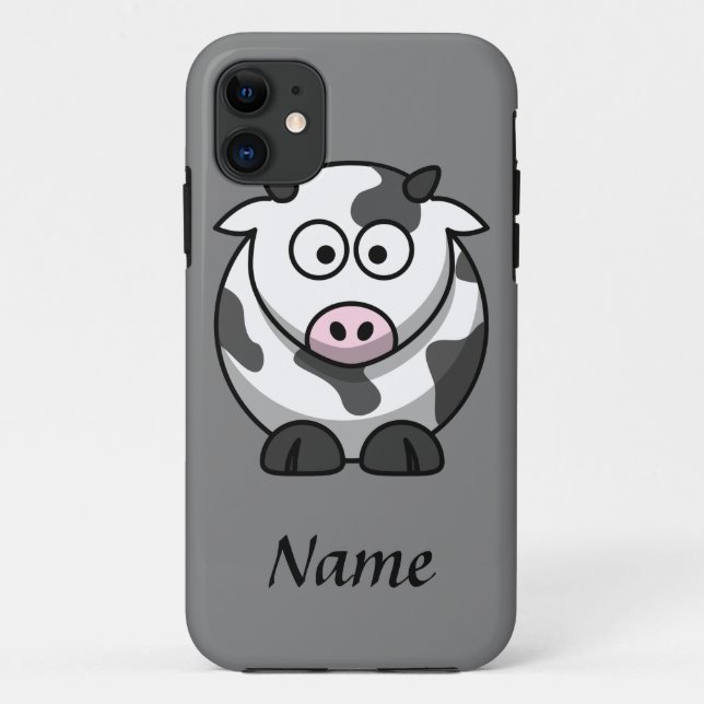 Capa Para iPhone 11 Vaca de Cartoon Personalizada (Verso)