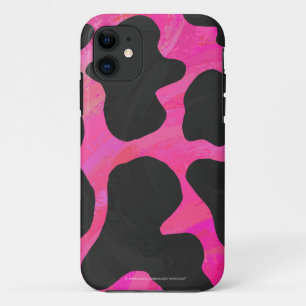 Capa Para iPhone 11 Vaca rosa quente e Impressão preto