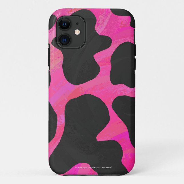 Capa Para iPhone 11 Vaca rosa quente e Impressão preto (Verso)