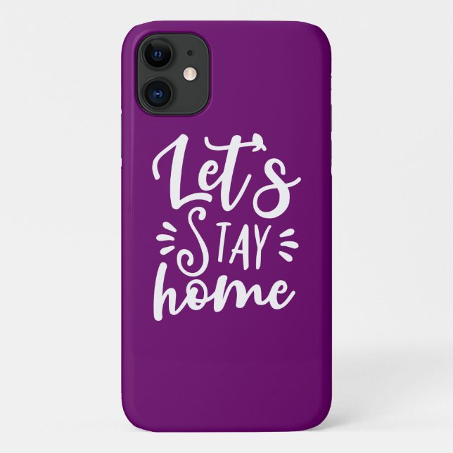 Capa Para iPhone 11 Vamos fica em casa roxo (Verso)