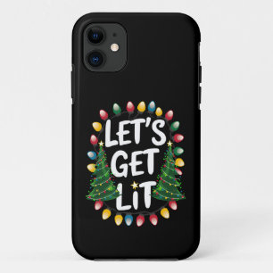 Capa Para iPhone 11 Vamos Ficar Bêbados Luzes de Natal Divertidas de B