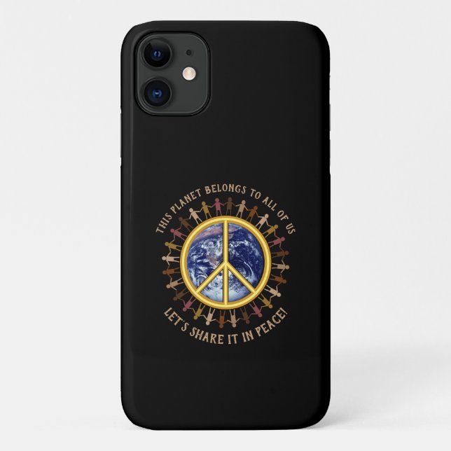 Capa Para iPhone 11 Vamos partilha este Planeta em ☮ de Paz (Verso)
