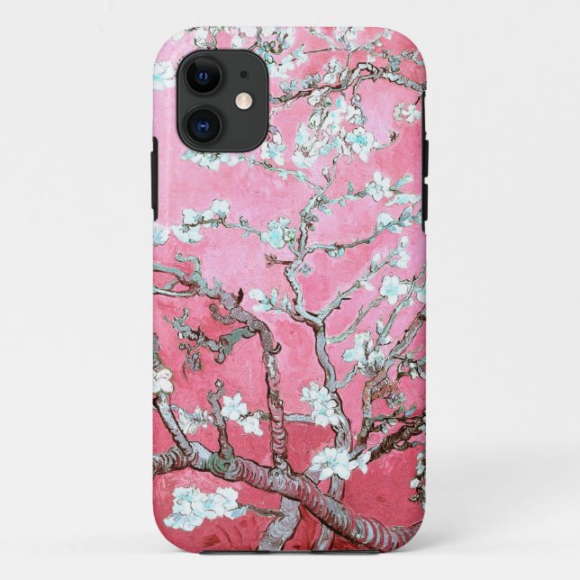 Capa Para iPhone 11 Van Gogh Almond Blossomo Azul Rosa (Verso)