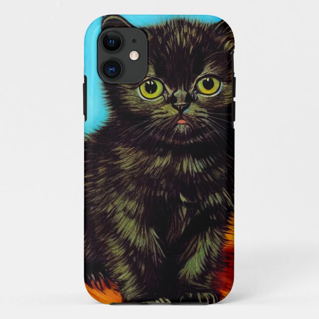 Capa Para iPhone 11 Van Gogh Style Pouting Kitten (Verso)