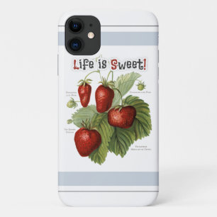 Capa Para iPhone 11 Variedades de morango de linhagem branca A vida é