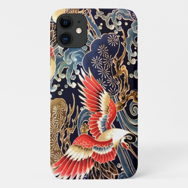 Capa Para iPhone 11 VARREDURAS, ONDAS, FLORES DE PRIMAVERA Japoneses (Verso)