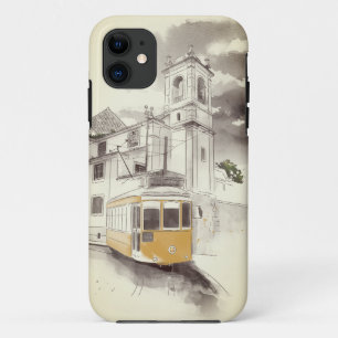 Capa Para iPhone 11 Varrimento Amarelo na paisagem em preto e branco d