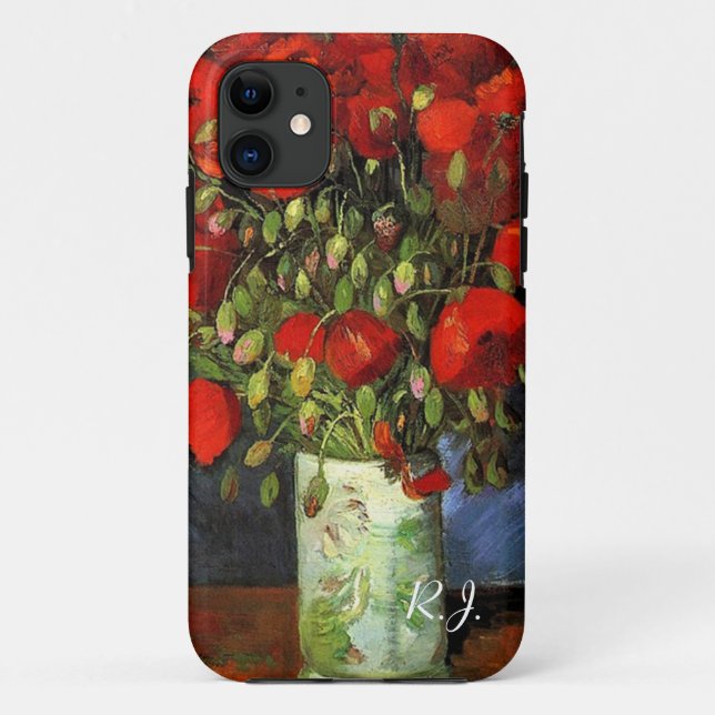 Capa Para iPhone 11 Vase com papagaios vermelhos de Vincent van Gogh. (Verso)