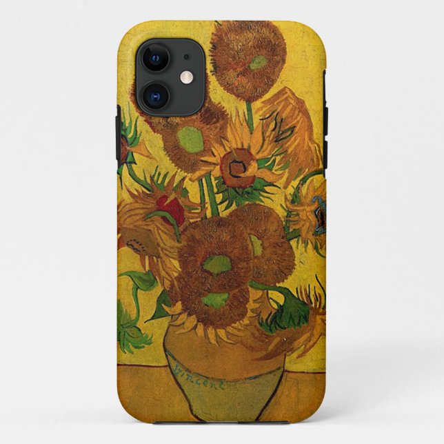 Capa Para iPhone 11 Vase com quinze girassóis (Verso)