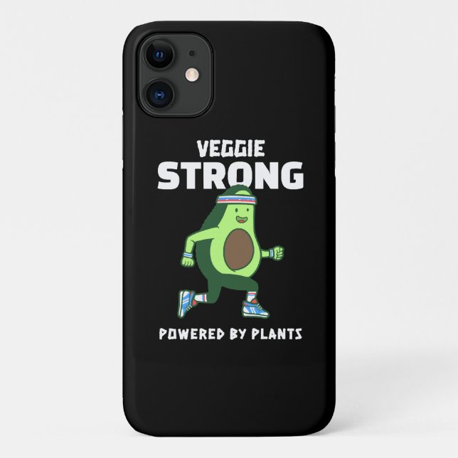Capa Para iPhone 11 Veggie Strong, Alimentado por plantas (Verso)