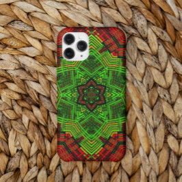 Capa Para iPhone 11 Vento Mandala Flor Vermelho e Verde