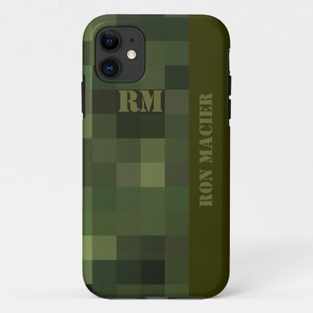 Capa Para iPhone 11 verde checkered camuflado (Verso)