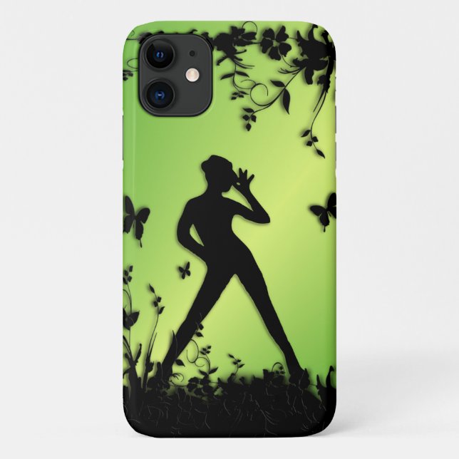 Capa Para iPhone 11 Verde do Jardim de Dança Moderno (Verso)