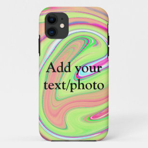Capa Para iPhone 11 verde laranja simples aquarela adicione seu texto