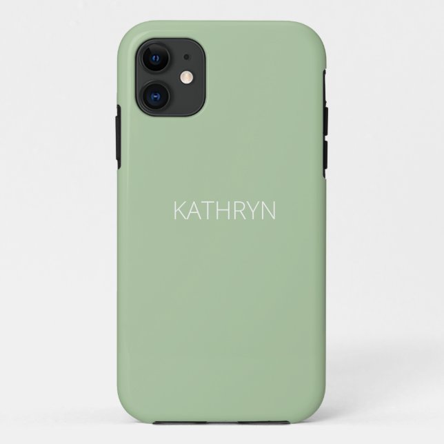 Capa Para iPhone 11 verde salvia sólido natural (Verso)