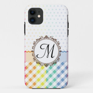 Capa Para iPhone 11 Verificações e listras de Polkadots do arco-íri