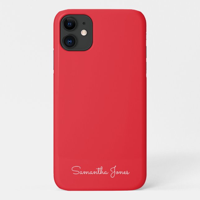 Capa Para iPhone 11 Vermelho Brilhante Mínimo Moderno Simples (Verso)