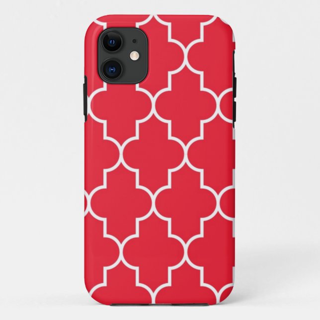 Capa Para iPhone 11 Vermelho de cereja Quatrefoil (Verso)