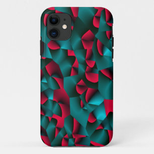 Capa Para iPhone 11 Vermelho e Ciano Facetado