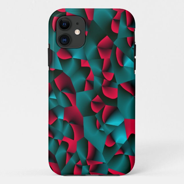 Capa Para iPhone 11 Vermelho e Ciano Facetado (Verso)