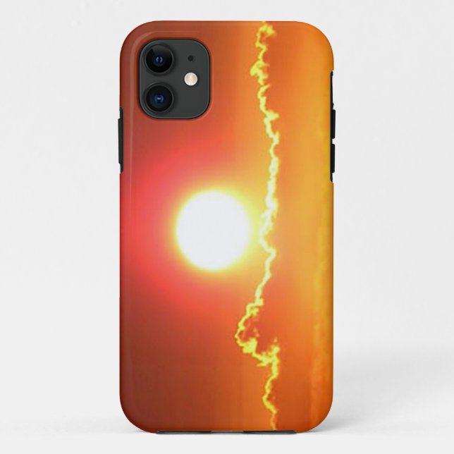 Capa Para iPhone 11 Vermelho e Sol Havaiano Dourado (Verso)
