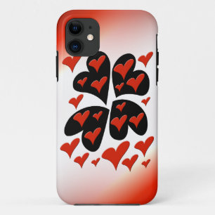 Capa Para iPhone 11 Vermelho em Corações Pretos