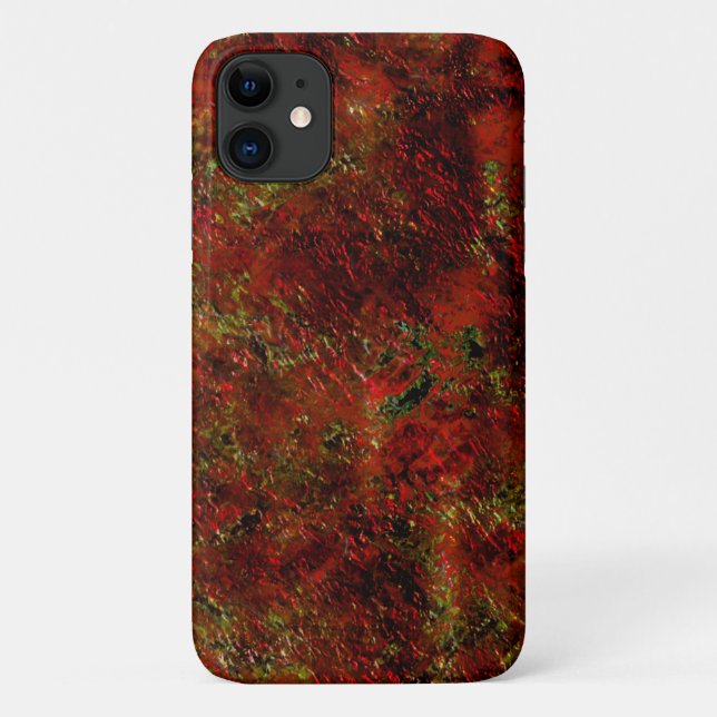 Capa Para iPhone 11 Vermelho forte esfolado sobre o cinza áspero (Verso)