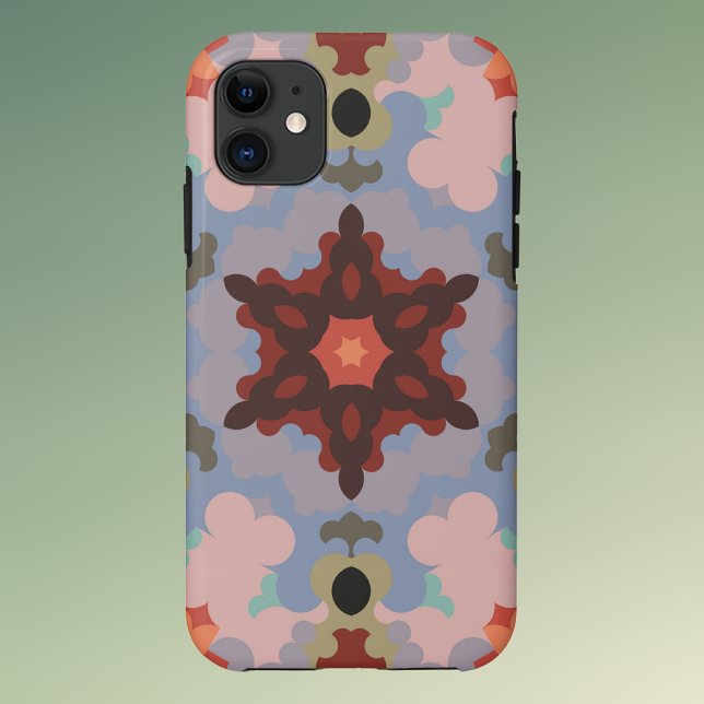 Capa Para iPhone 11 Vermelhos Azul e Vermelho da Flor de Mandala (Criador carregado)