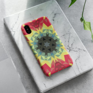 Capa Para iPhone 11 Vermelhos e Amarelos da Flor Mandala Retroativa