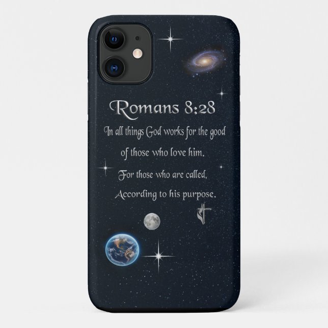 Capa Para iPhone 11 versículo bíblico cristão Romanos 8:28 (Verso)