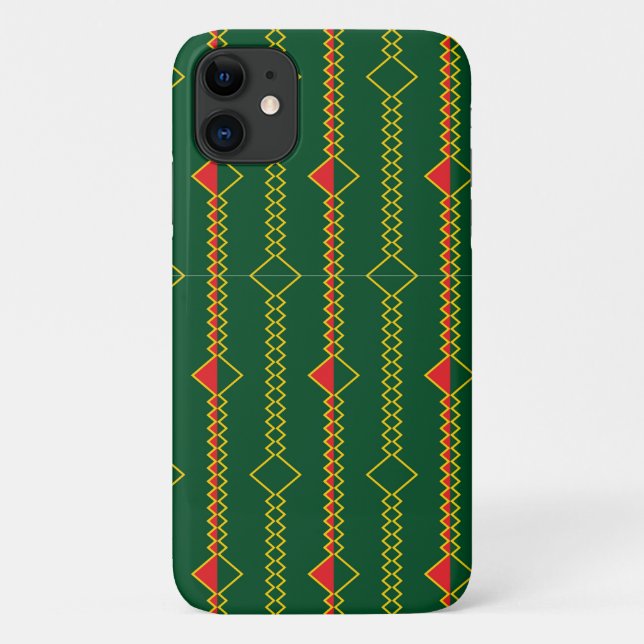 Capa Para iPhone 11 Vertical Zigzag Lines Green Digital Paper-72729 (Verso)