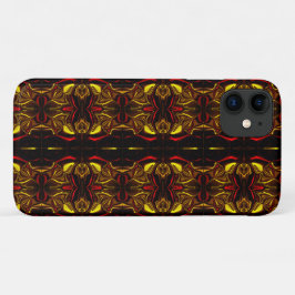 Capa Para iPhone 11 Vestígios Dourados e vermelhos curvos com partes e