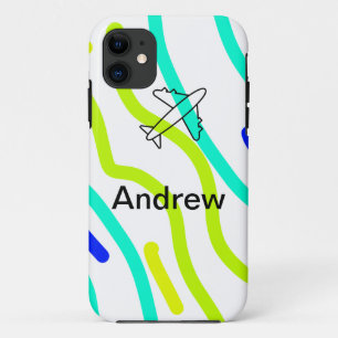Capa Para iPhone 11 Viagem de avião minimalista simples adicione o seu