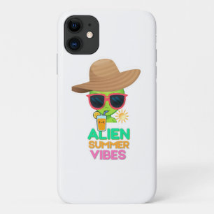 Capa Para iPhone 11 Vibrações de Verão de Praia com Alien Retro