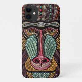 Capa Para iPhone 11 Vidro escondido parece obra de arte africana anima
