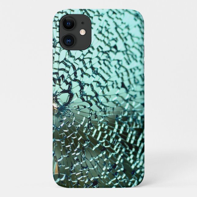 Capa Para iPhone 11 Vidro rachado azul-esverdeado (Verso)