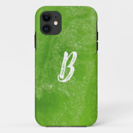 Capa Para iPhone 11 Vidro Verde do Mar de Praia Monograma Mínimo Simpl