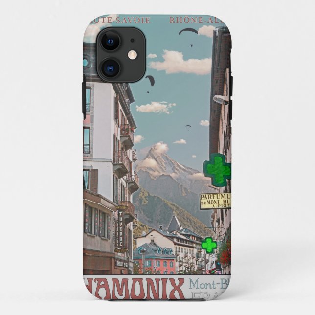 Capa Para iPhone 11 Vila de Chamonix (branco) (Verso)