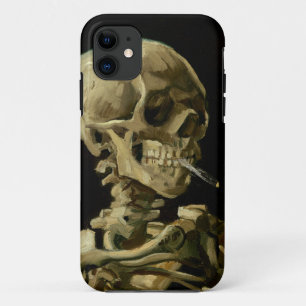 Capa Para iPhone 11 Vincent Van Gogh Skeleton com um cigarro em chamas