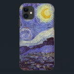 Capa Para iPhone 11 Vincent Van Gogh Starry Night Vintage Fine Art<br><div class="desc">Vincent van Gogh Starry Night Fine Art Painting Starry Night Starry Night é uma pintura do artista poste-impressionista holandês Vincent van Gogh. O céu azul à noite está cheio de nuvens, estrelas e uma lua crescente brilhante. A Noite Estrelada é a única noturna na série de visões da janela do...</div>