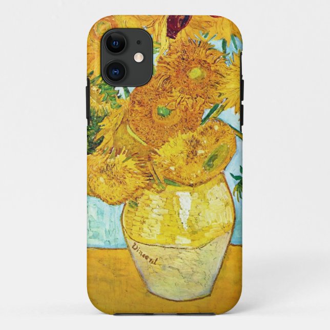 Capa Para iPhone 11 Vincent van Gogh - vaso com 12 girassóis iPhone5 (Verso)