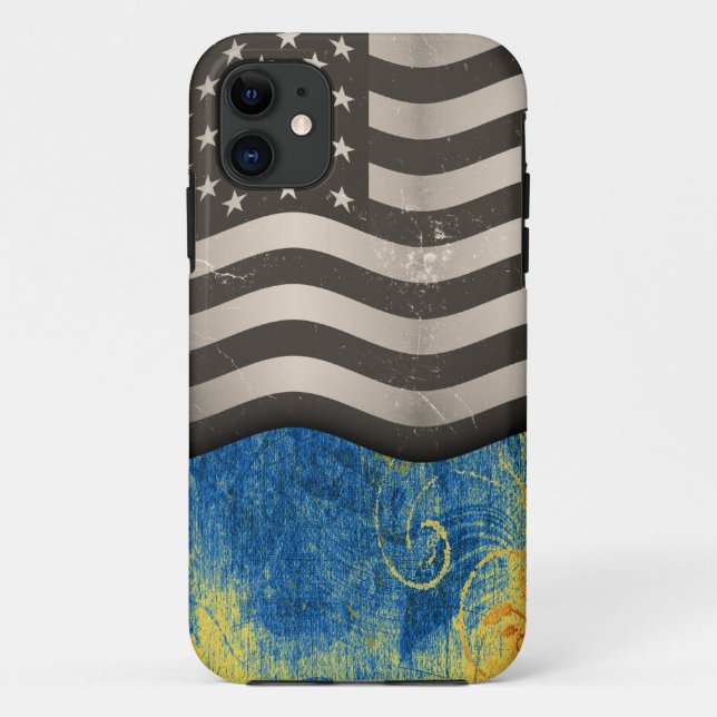 Capa Para iPhone 11 Vintage American Flag 05 (Verso)