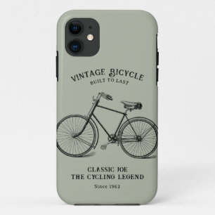 Capa Para iPhone 11 Vintage Bicycle Name Birth Year Personalizado
