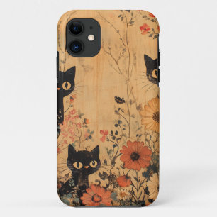 Capa Para iPhone 11 Vintage Black Cat Trio