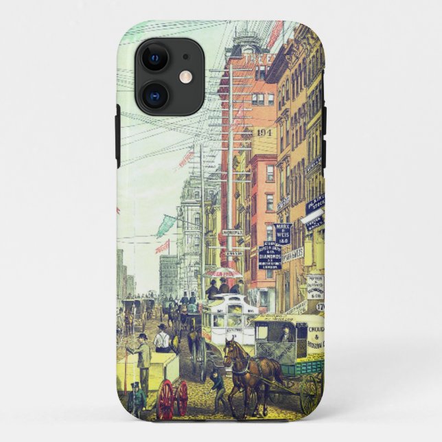 Capa Para iPhone 11 Vintage Broadway, NYC (1880) (Verso)