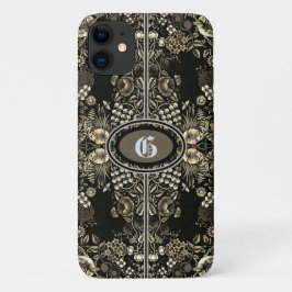Capa Para iPhone 11 Vintage Flower Garden Sepia Monogramas